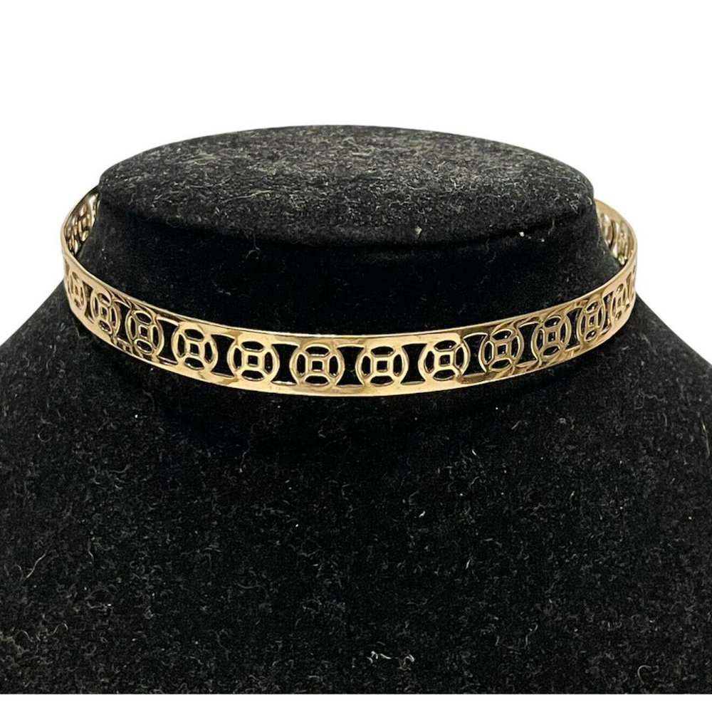 Gold tone Choker Open Work Wrap necklace cosplay Metal Collar Lobster. Clasp